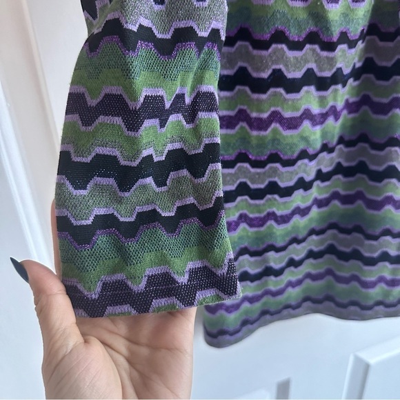 Zara‎ Retro Cutout long sleeve Mini Dress chevron bright printed metallic fabric - Picture 8 of 10